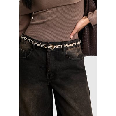 boohoo Dames 2-Pack Luipaard- en Suede-achtige Riem | Zwart