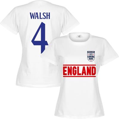 Engeland Walsh 4 Dames Team T-Shirt - Wit - S