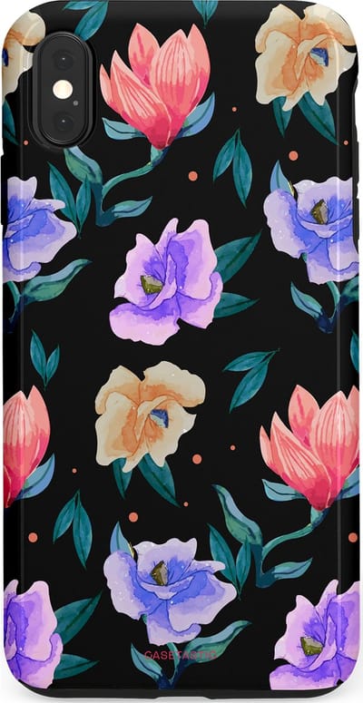 Casetastic hoesje geschikt voor Apple iPhone XS Max - Dubbellaagse bescherming - Avondtuin - Fashion Case - Zwart Petrol Lavendel