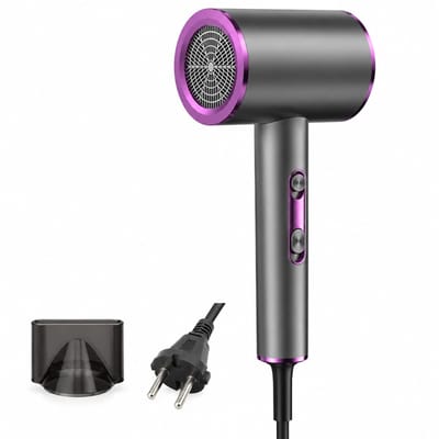 Haardroger - 2000 W - 2 snelheden en warme/koude lucht - geconcentreerd blaasmondstuk - grijs