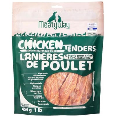 MeatyWay Chicken Jerky zachte hondensnacks, hoog-eiwit, vetarm, 100% natuurlijk en gezond, kip en graanvrij, eenvoudig verteerbare trainingssnacks,