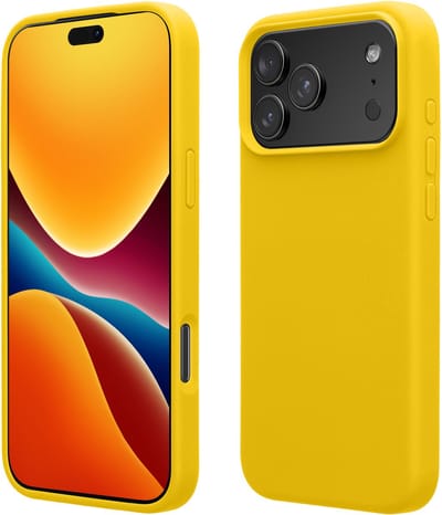 kwmobile telefoonhoesje geschikt voor Apple iPhone 17 Pro Max - Hoesje met siliconen coating - Smartphone case in stralend geel