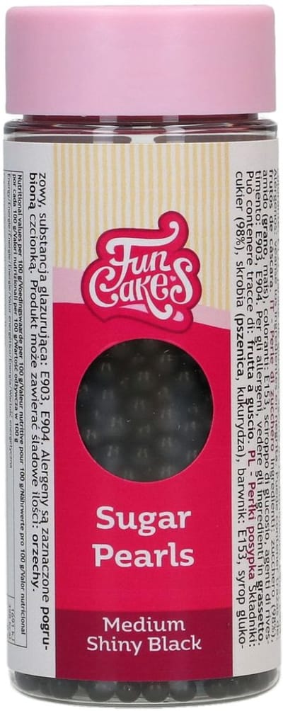 FunCakes Suikerparels - Medium - Zwart Glans 80g - Smaakstof voor Taarten - Eetbare Taartdecoratie