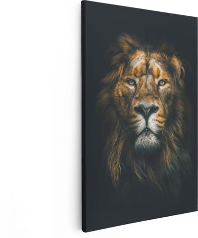 Artaza Canvas Schilderij Leeuw - 80x120 cm - Groot - Wanddecoratie Dierenkop - Muurdecoratie Dieren - Schilderijen Op Canvas