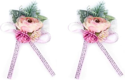 Bruiloft Pols Bloem - Bruidsmeisje Corsage - Feestelijke Decoratie - Zijden Bloem Realistisch - 17x13x1 cm - Roze