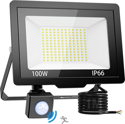 100W LED Buitenlamp met Bewegingsmelder - Krachtige Koudwitte Schijnwerper voor Tuin en Buitenruimtes
