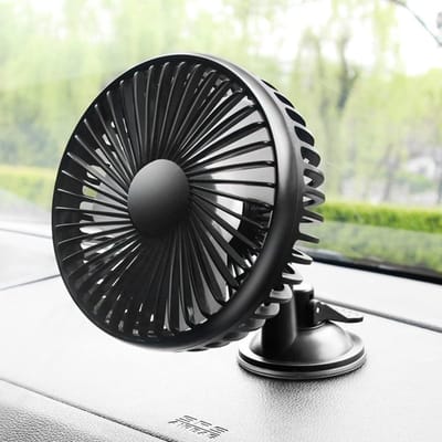 KZQ Mini Autoventilator 12V 24V USB Enkel Hoofd Zwart Met Zuignap 360 Graden Draaibaar Koelventilator voor Auto