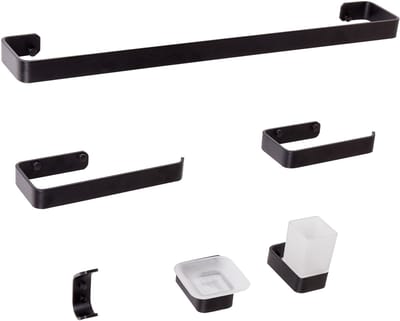 ZORRITOS - 6-delige badkamer hardware set - Zwart - Aluminium