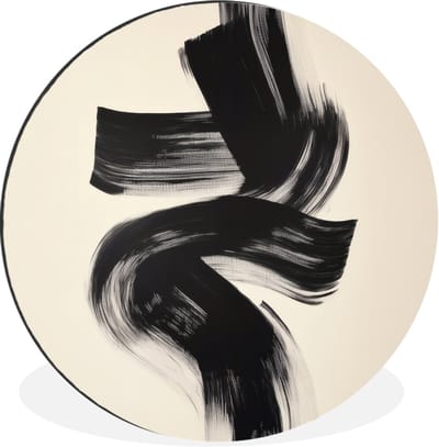 WallCircle - Wandcirkel - Muurcirkel - Strepen - Zwart - Abstract - Aluminium - Dibond - 30x30 cm - Binnen en Buiten