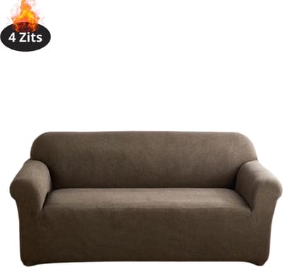 Livano Bankhoes - Bankbeschermer - Stretch - Sofa Cover - Effen - Licht Koffie - 4 Zits