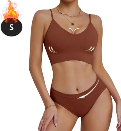 Bovista Lingerie Set Zonder Beugel - Zonder Bandjes - Push-up Bh's - Comfort Beha - Comfortabel - BH - Karamel - Maat S