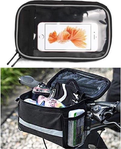 Stuurtas Fiets - Afneembare Fietstas Stuur met Smartphone Houder - met Isolatie - Telefoon Fiets Tas - Waterproof - Zwart