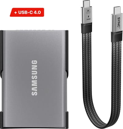 CRAP.SUPPLY® SCREENMOUNT - Magnetische SSD Houder - Samsung T7 - USB-C 4.0 Kabel - Carbon Fiber Bundel