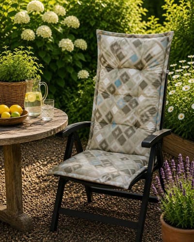 Madison Tuinstoelkussen hoge rug 50x123 cm Grids Natural