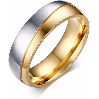 Vnox Goudkleurige Trouwringen Ring voor Vrouwen Mannen Sieraden Roestvrij Staal Verlovingsring Koppel Jubileum Cadeau Geweldige Prijs 12 beige