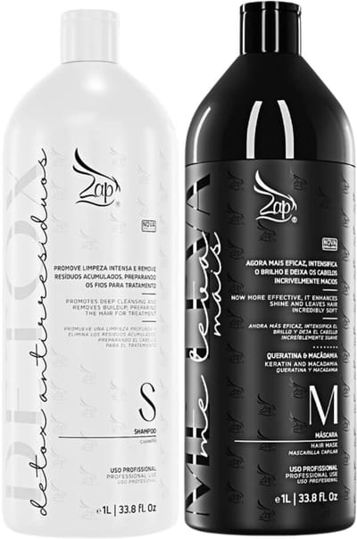 Zap Cosmeticos | Me Leva Black & Detox Kit | Braziliaanse Keratine Behandeling | (2x) 1000 ml