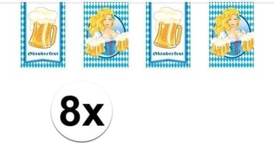Oktoberfest - 8x Oktoberfest/bierfeest vlaggenlijnen/slingers rechthoekig 10 meter - Feestartikelen versiering