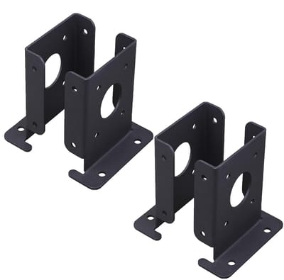 Paalbeugels Set - Paalhouders Hout - Pergola Stabiliseren - Verstelbare Paalvoet - 9x9 cm Palen - Zwart