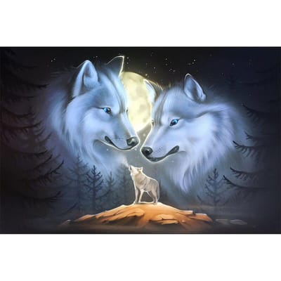 5D DIY volledige ronde diamant schilderij dier Wolf diamant geborduurd strass kruissteek 20X30CM gray