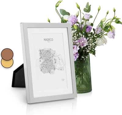 Casa Chic Fotolijst met passe-partout, 20x15cm fotolijst voor oorkonde & collage, Glazen fotolijst, Staand/wandmontage, Verticaal/horizontaal gebruik, Metalen fotolijst