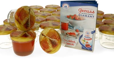 MamboCat Set van 40 potten 230ml Carino deksel honingraat + receptboek