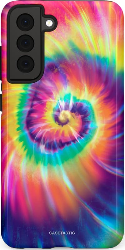 Casetastic hoesje geschikt voor Samsung Galaxy S21 FE 5G - Dubbellaagse bescherming - Kleurrijke draaikolk - Fashion Case - Donkerblauw Roze Goud Lavendel
