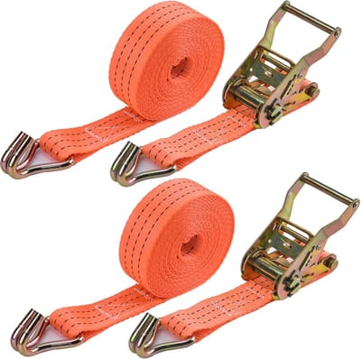 Lashing Straps with Ratchet, 2 x 2000 kg, 5 m Lashing Strap, Lashing Straps for Attaching, Orange, Lashing Straps - ShopVlot