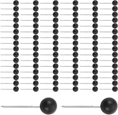Decoratieve Punaises - Kaartpinnen Prikbord Spelden - Kaarten Markeren - Roestvrij Staal - 1.6 cm - Zwart