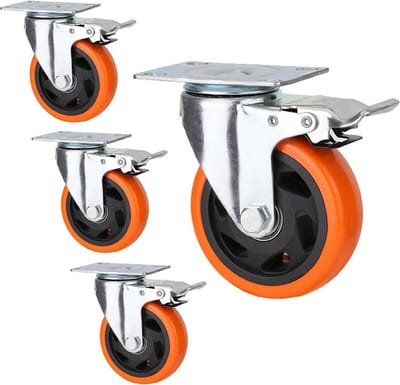 Zware wielen incl. montagetoebehoren - 125 mm transportwielen met remmen - 360° rotatie - 720 kg draagbaarheid