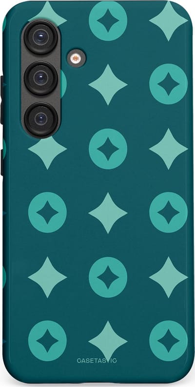 Casetastic hoesje geschikt voor Samsung Galaxy S25 - Dubbellaagse bescherming - Retro sterren - Fashion Case - Petrol
