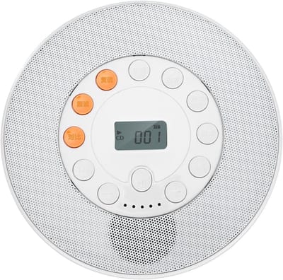 Draagbare CD-speler - Bluetooth Muziekbox - Muziek Luisteren - Ingebouwde Batterij - 14.5 cm Diameter - Wit