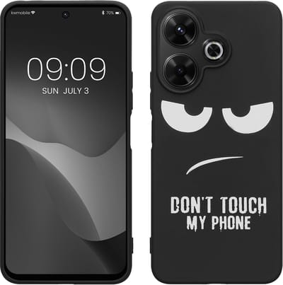 kwmobile telefoonhoesje geschikt voor Xiaomi Redmi 13 - Hoesje voor smartphone in wit / zwart - Backcover van TPU - Don't Touch My Phone design