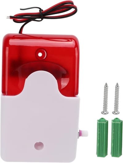 Alarm Sirene - Waarschuwingsapparaat Geluid - Beveiliging Thuis - Fel Knipperend Rood Licht - 110 Decibel - Rood