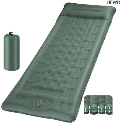RFWR® Dikke Zelfopblazende Campingmat - Verbeterde Draagbare Slaapmat met Ingebouwde Voetpomp en Kussen