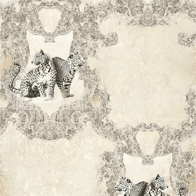 Dieren patroon behang Profhome 335431-GU vliesbehang licht gestructureerd met luipaard-print mat grijs crèmewit zwart 5,33 m2
