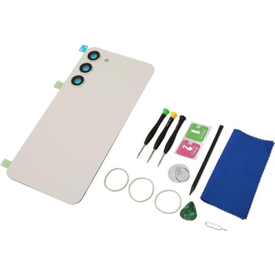 Achterruit Cover met Voorgeïnstalleerde Camera Lens Professionele Reparatie Gereedschapsset voor Samsung Galaxy S23 Plus wit