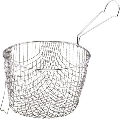 QIN® Frituurmandje - Opvouwbare frituurmand - Ronde Frituurmand - Zilver - 12cm x 19cm x 35cm
