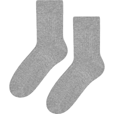 Steven - Heren Wol Kousen 1 Paar - Warme Gebreide Ribbel Kousen voor de Winter - Lichtgrijs