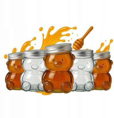 5x Glazen potje beer 80ml met deksel voor honing, jam, kruiden