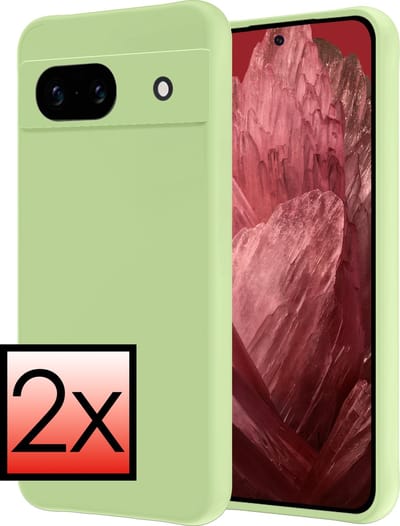 Hoesje - 2 Stuks - Geschikt voor Google Pixel 8a - Sterk & Shockproof - Case Siliconen - Back Cover - Telefoon Hoes - Groen