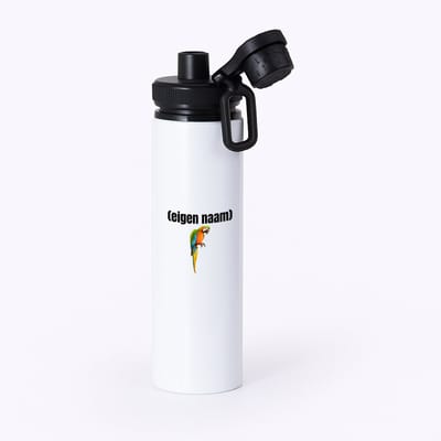 Hacebo® - papegaai met eigen naam waterfles met draaidop zwart - Papegaai - papegaai liefhebbers - iemand die houdt van papegaaien - verjaardag - cadeau - kado - water fles - 850ML