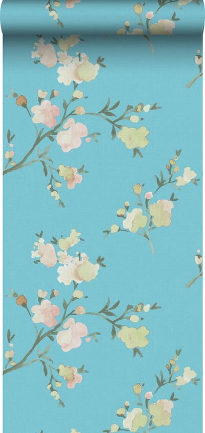 ESTAhome behang kersenbloesems Van-Gogh-blauw - 53 cm x 10.05 m - 148753