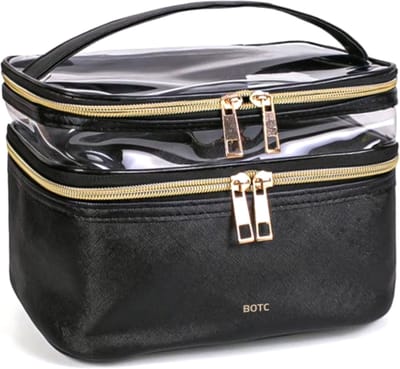 BOTC Toilettas - Make-up tasje - Toilettas - 2 lagen - Met handige vakjes - Cosmetica organizer - Toilettas Maat - Toilettas Etui - Zwart