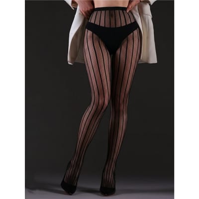 1/2 Paar Dames Vintage Bloemig Kant Visnet Panty Kousen Sexy Hoge Taille Streep Patroon Panty Elastisch Zwart Feest Nachtkleding One Size