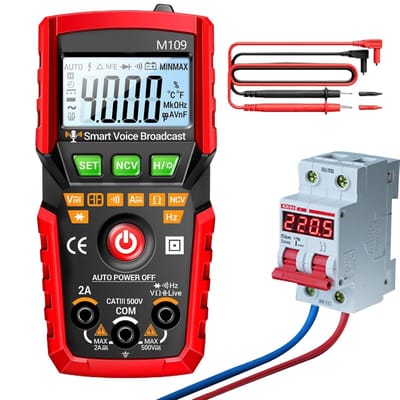 Digitale Multimeter - Stroom Tester - Elektra Meten - Automatische Spraakuitvoer - 4000 Tellingen - Zwart