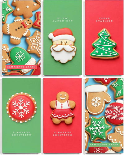 Kerst Geldkaarten - Cadeaubonhouders - Feestelijke Geschenkverpakking - Dubbelzijdig Ontwerp - 24 Stuks - Kerstkleuren