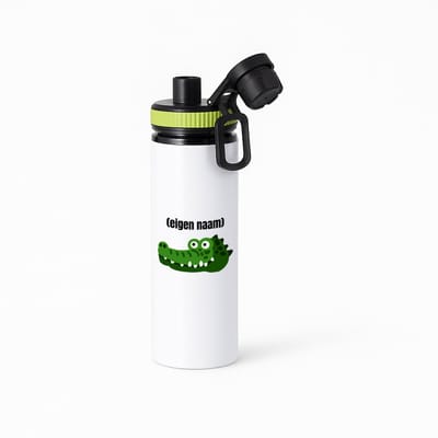 Hacebo® - krokodil hoofd met eigen naam waterfles met draaidop groen - Krokodil - krokodillen liefhebbers - iemand die houdt van krokodillen - verjaardag - cadeau - kado - water fles - 850ML