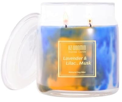 Geparfumeerde sojakaarsen met dubbele lont - Lavendel en paarse kaarsen - Aromatherapie - 80 uur brandtijd