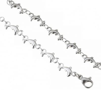 Enkelbandje- Dolfijn- RVS- 23-26 cm- Zilverkleur - Charme Bijoux