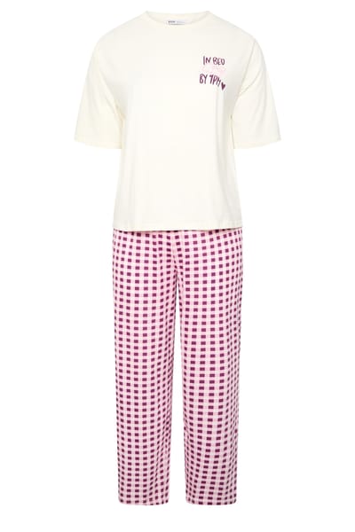 Yours Ivoorwitte 'In Bed By 9Pm' Pyjamaset Size 40-42